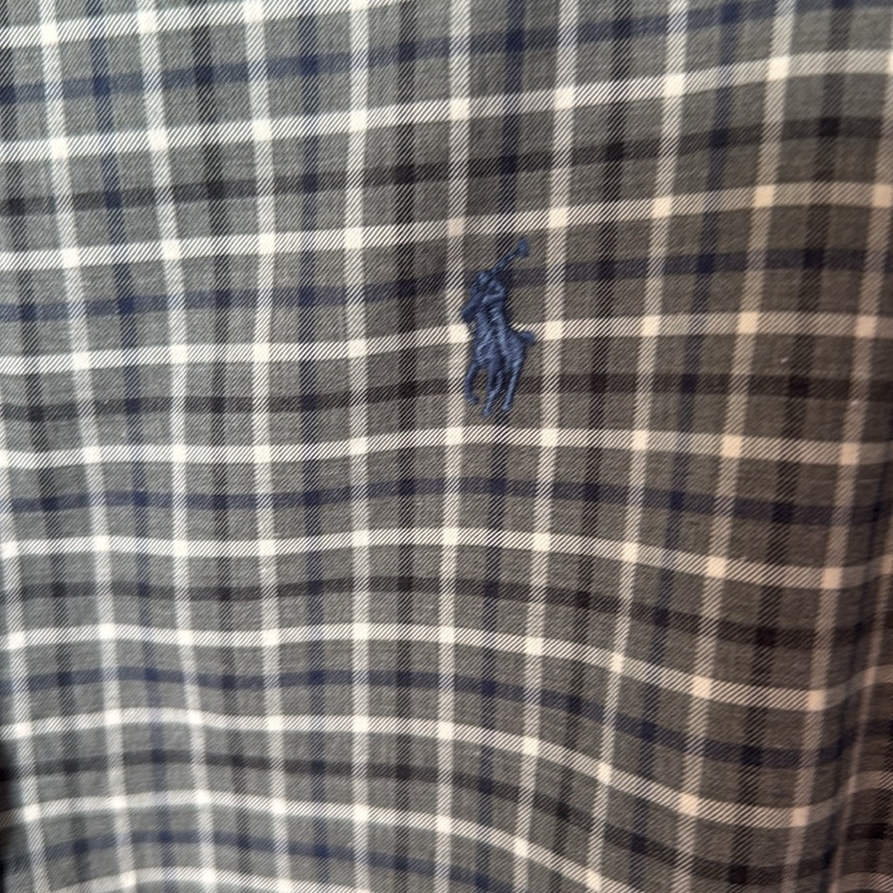 Polo Ralph Lauren Plaid Button Up Short Long Sleeve Brown Med EUC 100% Cotton - Picture 3 of 11